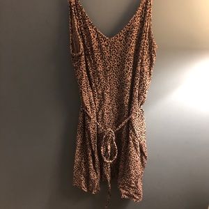 Leopard Print V neck Dress